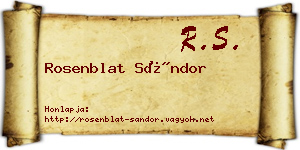 Rosenblat Sándor névjegykártya